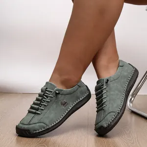 Men's handmade stitched casual slip-on loafers in sage green nubuck