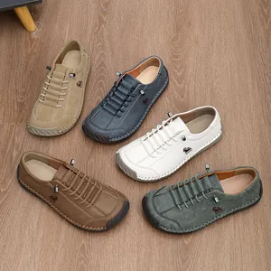 Handmade stitched men's casual loafers in five versatile colors for outdoor comfort and style