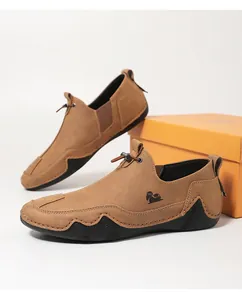 Mocassini casual marroni traspiranti con suola in gomma antiscivolo