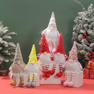 Christmas Faceless Gnome Plush Doll Ornament Striped Long Leg Forest Man Figurine Sequin Hat Xmas Home Decor Gift