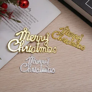 Electroplated Merry Christmas Letter Plaque Hanging Ornaments Plastic Christmas Tree Decoration For Home Festival Party