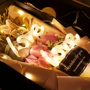 Romantic LED glowing LOVE letter light decoration for gift boxes and flower bouquets