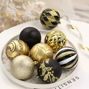 Elegante set van 16 zwart-gouden beschilderde kerstballen voor kerstboomdecoratie