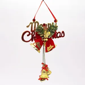 20cm festive Christmas bell pendant featuring golden angel and red Merry Christmas sign