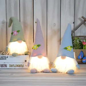 Easter Gnome Faceless Doll LED Light Up Ornament Rudolf Swedish Tomte Desktop Decoration Handmade Polyester Plush Toy