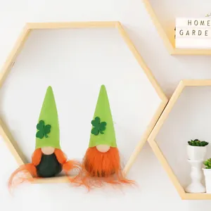 St Patrick's Day Zwerge Dekorationen Kleeblatt Glücklich Irisch Grün Gesichtslos Puppe Plüsch Zwerg Ornament Für Heim Party Deko