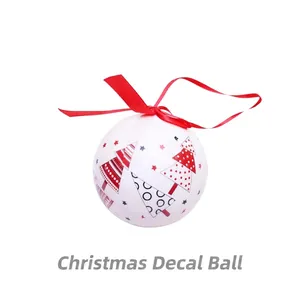 Boules de Noël en Mousse de Renne et Sapin Avec Nœuds Rouge et Blanc Décorations à Suspendre en Polystyrène pour Fête Noël