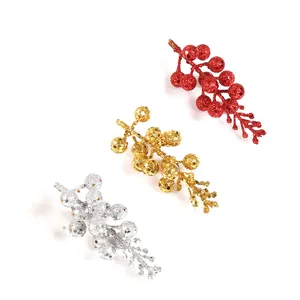 Lot de baies de Noël scintillantes en rouge, or et argent pour la décoration d'arbre