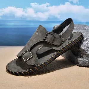 Men's casual outdoor beach sandals featuring non-slip soft sole and adjustable buckles