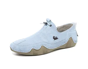 Mocassini casual blu chiaro traspiranti per uomo e donna con logo ariete, scarpe comode