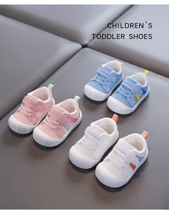 Breathable mesh baby toddler shoes in pink, blue, and white with soft soles.