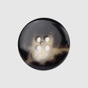 Premium marbled faux horn urea button with four holes for high-end fashion garments