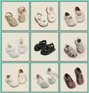 Detailed collection of stylish toddler shoes for girls including sandals, flats, and sneakers
