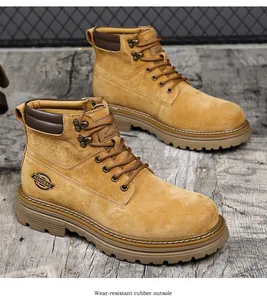 Klassische Arbeitsstiefel aus Wildleder mit strapazierfähiger, abriebfester Gummisohle