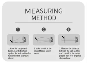 Detailed step-by-step guide for measuring a baby's foot length for correct shoe sizing