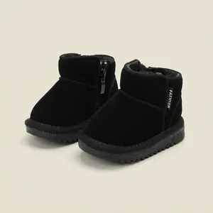 Stivali da Neve Invernali per Bambini in Pelle Microfibra Fodera in Velluto Caldo Cerniera Laterale Antiscivolo Casual Stivaletti Maschio Femmina