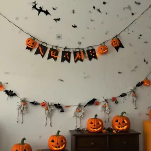 Lot de suspensions de fantômes d'Halloween et lanternes citrouilles lumineuses déco