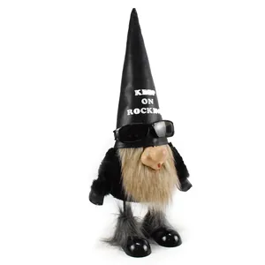 Cool rock gnome figurine featuring a leather hat with Keep On Rocking print and sunglasses
