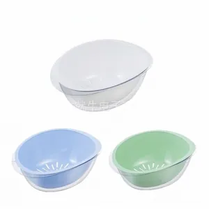 Double-layer kitchen colander and bowl set in 3 colors for washing and draining vegetables