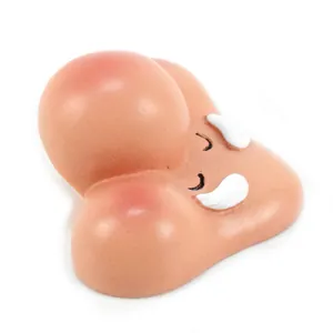 Detailed macro view of cute resin gnome face mold featuring round nose and white mustache