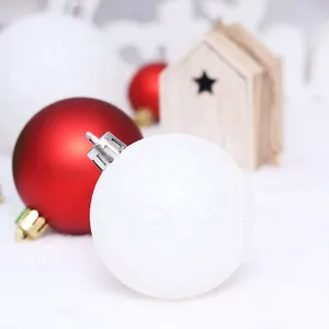 Set di 61 palline di Natale rosse e bianche glitterate per decorazioni natalizie