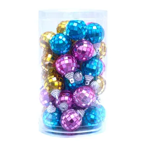 Lot de 40 boules de Noël miroir colorées de 3 cm pour décoration de sapin en tube