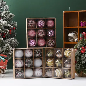 Christmas Balls Ornaments Set Plastic Painted Xmas Hanging Decorations For Holiday Scene Tree Home Decor Party Gifts