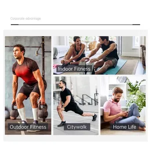 Camisetas deportivas para hombre mostradas en gimnasio, paseo por ciudad y hogar casual.