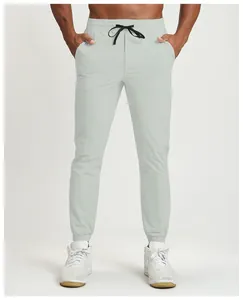 Detailed view of men's breathable quick-dry joggers with adjustable black drawstring