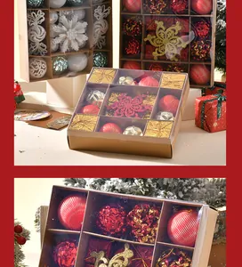 Detailansicht eines Weihnachtsornament-Sets mit galvanisierten Kugeln in einer Box.