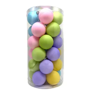 30er Set 6cm matte Macaron bunte Weihnachtskugeln Ornamente in transparenter Röhre