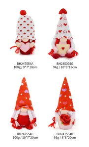 Detail view of four Valentine's Day gnomes with dimensions and weight specs