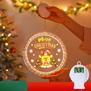 Vue détaillée de la suspension de Noël LED circulaire avec motif renne et boîtier