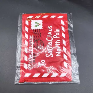Red Christmas non-woven fabric envelope hanging ornament for candy and card storage