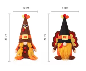 Detailed dimensions of two Thanksgiving turkey gnomes, 10x20cm and 14x20cm sizes
