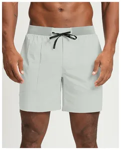 Front view of men's grey quick-dry athletic shorts for running and tennis training