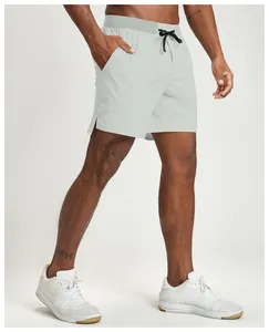 Men's light grey quick-dry sports shorts ideal for running and fitness activities