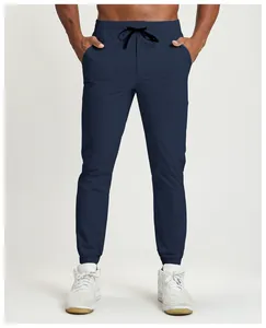 Men's navy blue quick-dry athletic outdoor joggers with drawstring waist and side pockets