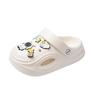 Comfortable white toddler clogs featuring cute astronaut and space-themed charms