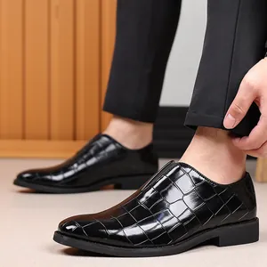 Zapatos de Cuero Casuales para Hombre con Textura de Piedra Mocasines de Negocios Transpirables Sin Cordones para Oficina Uso Diario Formal