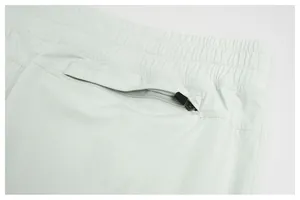 Detail view of the hidden zipper pocket on eco-friendly quick-dry sports joggers