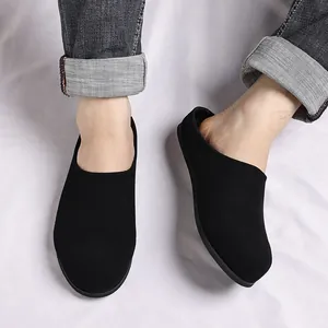 Heren Casual Gesloten Teen Mules Slip-On Platte Ademende Slippers Antislip Kunstmatig PU Rubberen Zool Schoenen