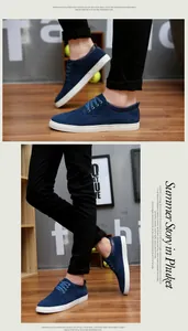 Close-up of blue suede men's casual shoes showing refined texture and white soles