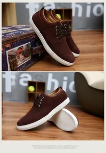 Men's stylish dark brown suede casual sneakers with white sole detail
