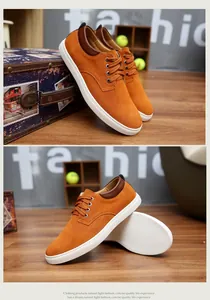 Stylish men's suede leather casual shoes in vibrant orange with white rubber sole
