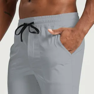 Men's athletic joggers, breathable quick-dry gray outdoor fitness pants with drawstring