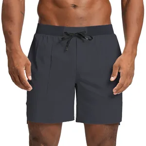 High-performance quick-dry men's athletic shorts for running and fitness in dark grey