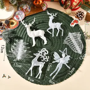 Acryl Weihnachtsbaum Anhänger Transparent Rentier Engel Glocke Ornamente Mattierte 3D Schneeflocke Layout Für Festliche Hausdekoration