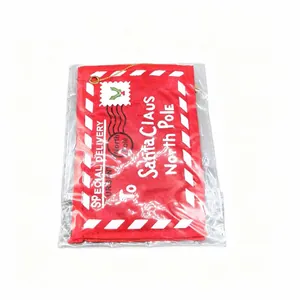 Festive red non-woven Christmas envelope hanging ornament used as a candy bag or card holder