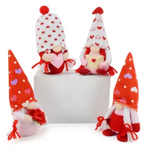 Valentine's Day Gnome Plush Doll Handmade Faceless Doll Decoration For Girl Gift Heart Rose Envelope Pattern Home Party Decor